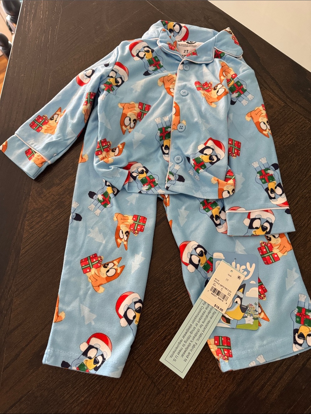 Kids Light Blue Holiday bluey Pajama Set